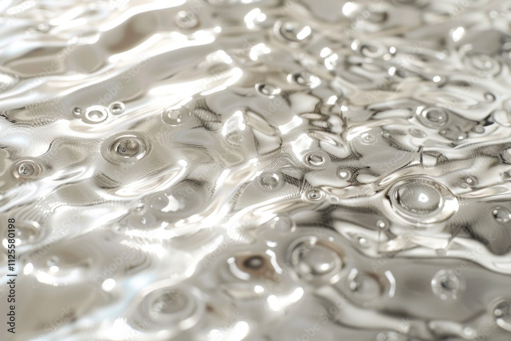 Poster close-up shot of water droplets on a surface, with clear and defined shapes