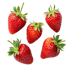 Strawberry isolated on white background full horizontal vegetable juicy PNG file download