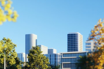 Obraz premium Urban landscape with towering skyscrapers and bustling streets, perfect for use in cityscape or architecture images