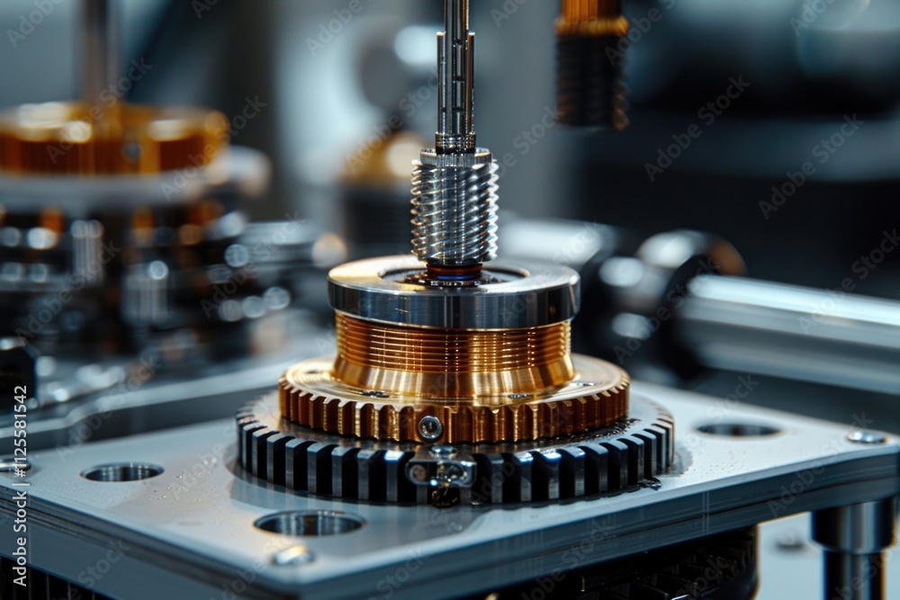 Poster close-up view of a machine with visible gears, suitable for industrial or mechanical illustrations