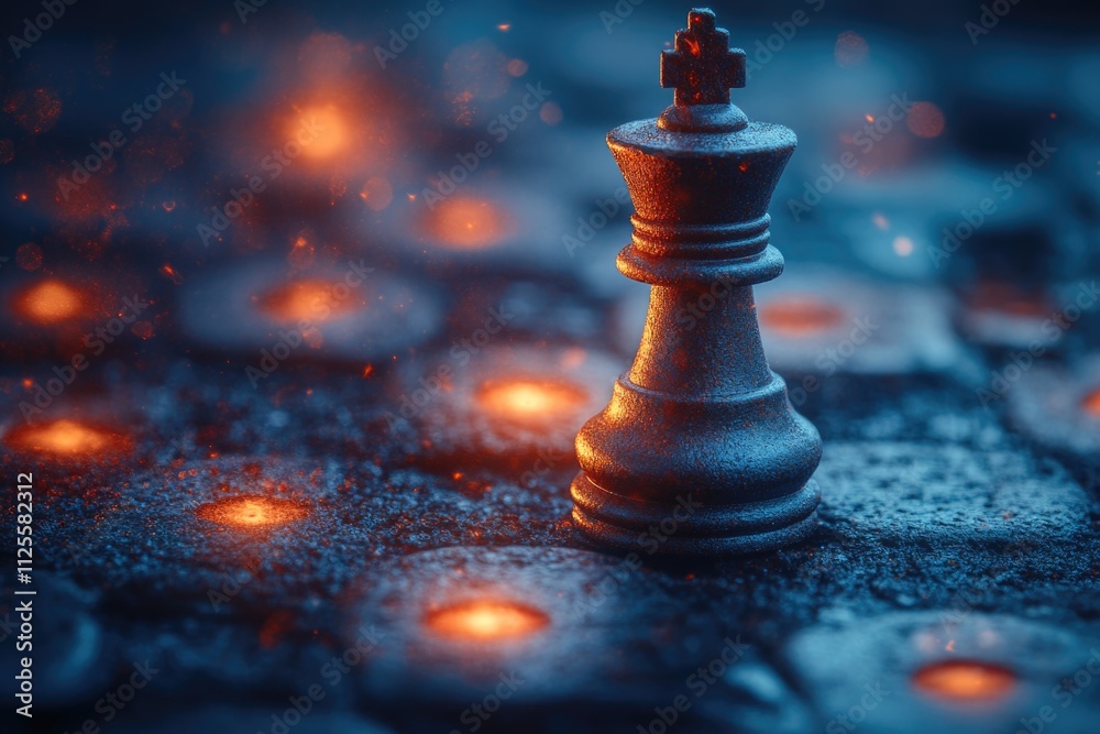 Poster a detailed view of a single chess piece on a game board