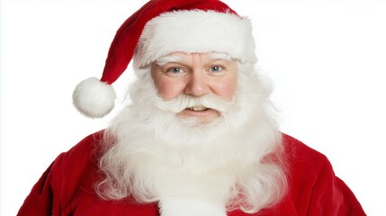 Naklejka premium Man wearing a red Santa hat and beard