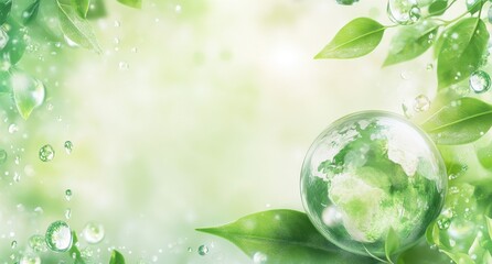 Nature's Embrace: Lush Green Leaves and Earth within a Sphere, Symbolizing Sustainability, Clarity, and Eco-Consciousness in a Vivid Natural Setting