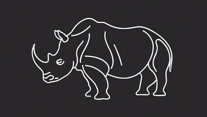 Fototapeta premium Bold Black Rhinoceros Horn Line Art Logo for Exceptional Business Identity