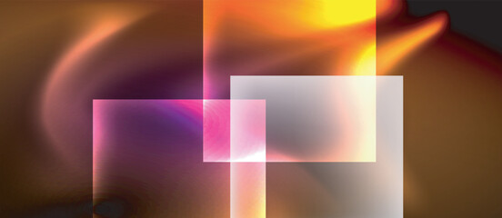 Fototapeta premium Glass squares with neon shiny light abstract background