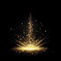 Gold sparkles on isolated transparent background