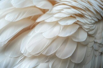 Close-up shot of white bird feathers, suitable for ornithological or wildlife-inspired designs