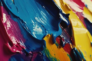 Close-up shot of a vibrant painting on a wall, great for decorating or illustration