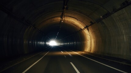 Dark tunnel with bright light at the end.