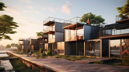 Fototapeta premium A photo of Minimalist Container Residences