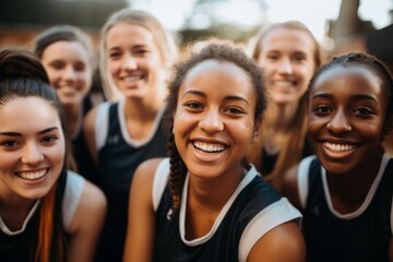 Portrait of a young female basketball team