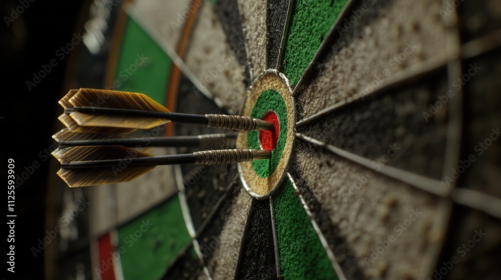 Poster A close-up shot of a dart hitting a target, perfect for illustrating accuracy and skill