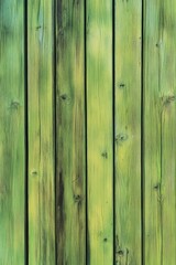 Fototapeta premium Close-up shot of a wooden fence painted green, perfect for decorating or gardening ideas