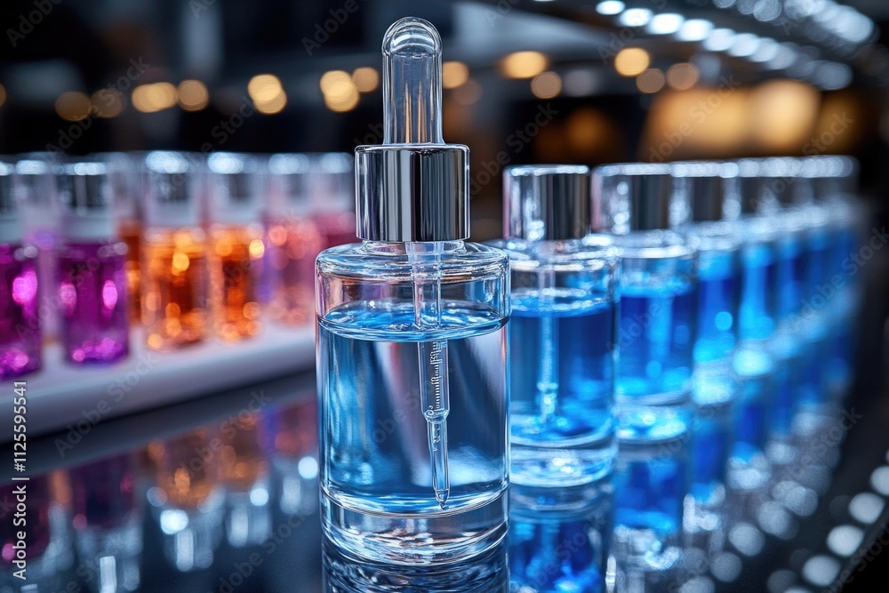 Poster close-up shot of a perfume bottle on a table, perfect for editorial or advertising use
