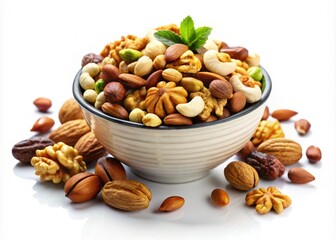 A bowl of mixed organic nuts offers a nutritious, healthy snack packed with culinary delight, perfect for kitchen decor and gourmet treat ideas for a balanced lifestyle.