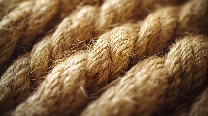 Fototapeta premium Closeup view of brown woven rope texture showing natural fiber detail with a rustic and organic feel