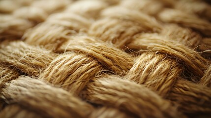 Fototapeta premium Closeup view of brown woven rope texture showing natural fiber detail with a rustic and organic feel