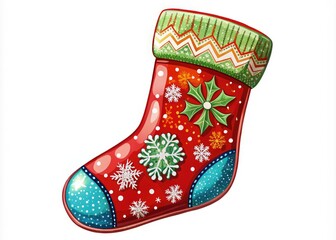 A cheerful Christmas sock doodle adorned with snowflakes, perfect for winter vector illustrations to enhance festive decor and holiday designs. Celebrate the season in style!