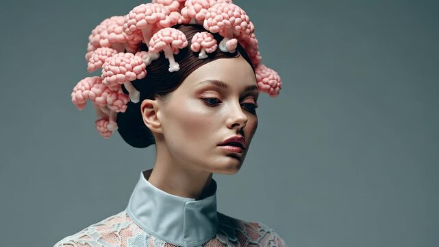 Dive into the surreal world of Ethereal Visage, a study of a decalcified pineal gland with mushroom features and a luminous third eye.