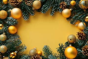 Decorative Christmas wreath made of pine cones, ornaments, and other festive elements