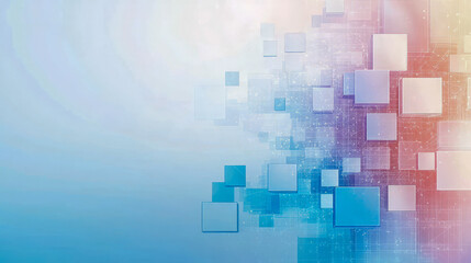 Futuristic digital abstract with floating cubes and technological gradient background