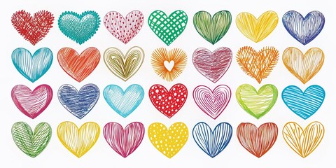 A collection of hand-drawn heart silhouettes, perfect for love, weddings, anniversaries, and Valentine's Day. Romantic clipart set against a clean white background.