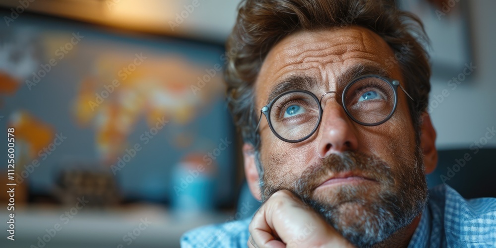 Poster close-up portrait of a man with glasses and a beard