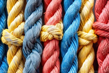 A close-up shot of colorful ropes