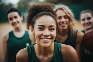 Fototapeta premium Portrait of a young female basketball team