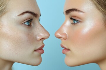 A close-up of two women looking at each other, great for portraits and interpersonal relationships