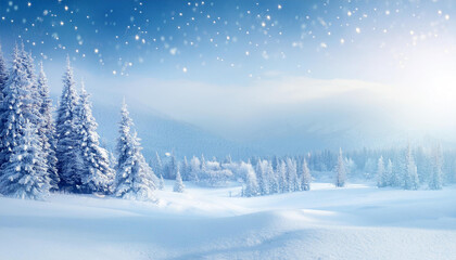 Fototapeta premium Magic Winter Landscape at Christmas Time - Panorama, Banner, Background