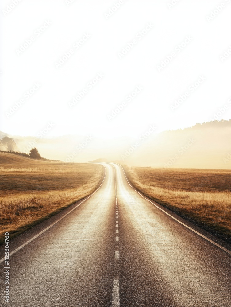 Fototapete a curved running track stretches into the horizon, surrounded by fields, providing a perfect pathway