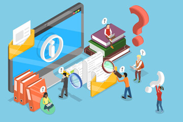 3D Isometric Flat Vector Illustration of User Manual, Info Hub, Providing Valuable Information To Users