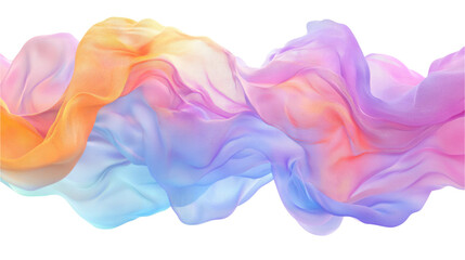 Obraz premium Abstract fluid shapes, 3d rendering illustration of colorful pastel color waves and cloth fabric floating in the air on white background. Modern art poster design with surrealistic twisted forms