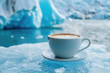 Santa enjoying a sunny beach vacation while holding a surfboard near the ocean