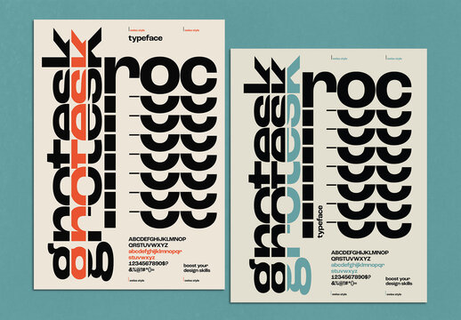 Trendy Stacked Poster Layout Design Concept with Grotesk Typeface