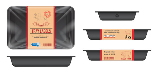 Meat Tray Packaging Design with Label Details