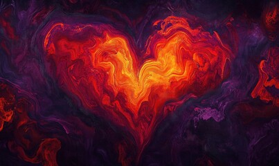 Fototapeta premium A heart made of fire and purple