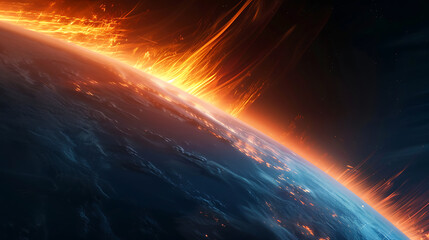 Fiery Cosmic Event Over Earth