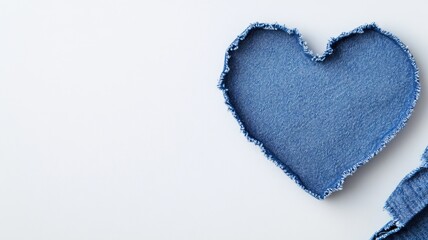 Denim heart cutout placed on light background