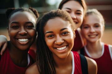 Fototapeta premium Portrait of a young female basketball team