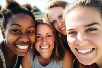 Fototapeta premium Portrait of a young female basketball team