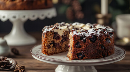 Traditional plum cake with sour cream.