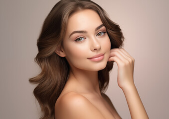 Professional Close-Up of Elegant Model with Flawless Radiant Skin. Skincare. AI Generative.