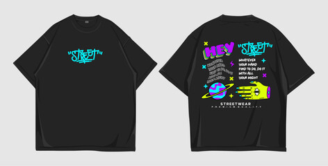 Design street wear  mockup t shirt oversize front and back