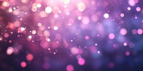 A dreamy background of blurred bokeh lights in soft purple and pink hues.