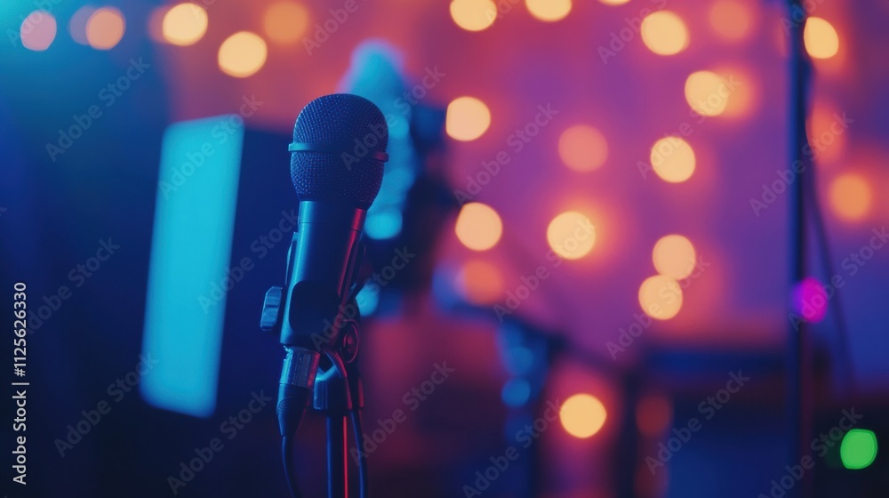 Aufkleber A person conducts an engaging interview in a modern television studio, highlighting equipment and techniques for media production. Generative AI