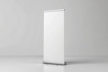 Experience a modern roll-up banner stand mockup, perfect for advertising and promotions, showcasing your designs against a realistic white background for maximum impact.