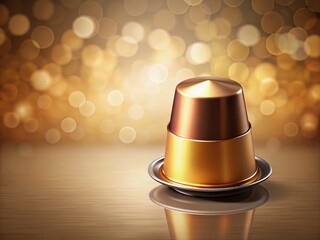 Experience premium coffee culture with our stylish gold capsules on a gradient backdrop. Elevate your beverage journey with elegant design and innovative capsule technology.