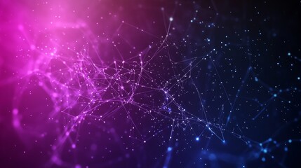 Abstract neon digital network with glowing pink and blue connections